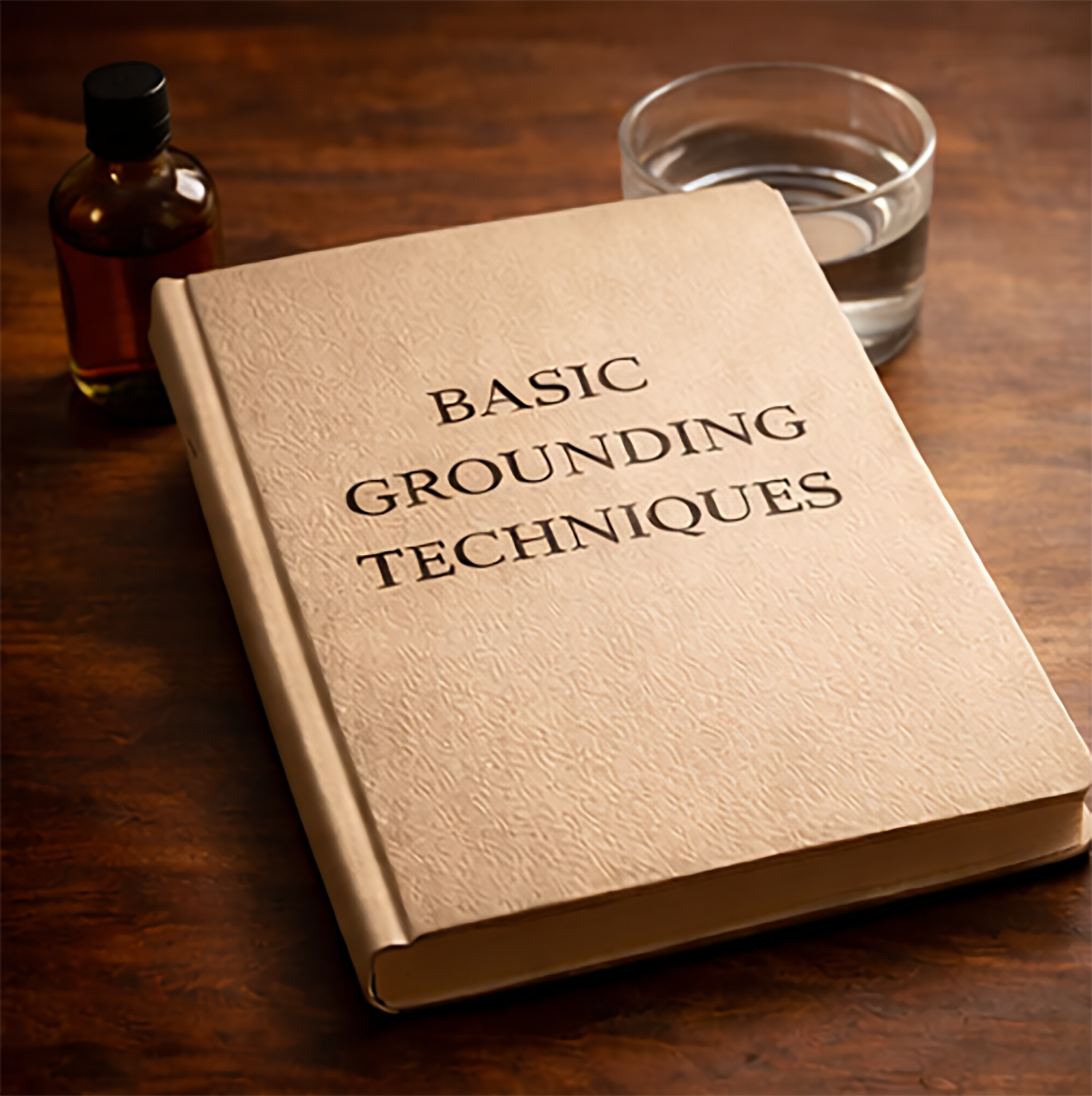 Educational guide featuring grounding techniques for emotional regulation and stress management.